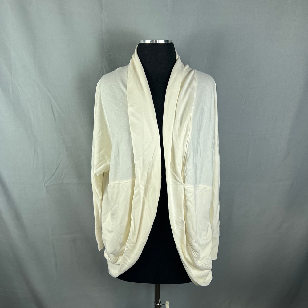Jockey Draped Cardigan Sweater Womens S Beige Stretch Open Front Dolman Sleeves